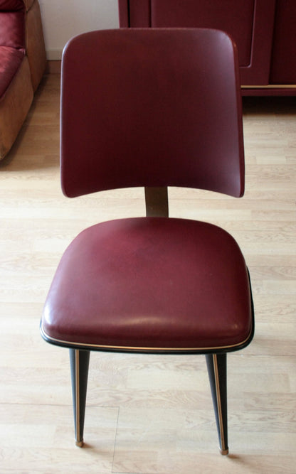 Sedia in similpelle bordeaux umberto mascagni del Set Studio Umberto 1950 Italia