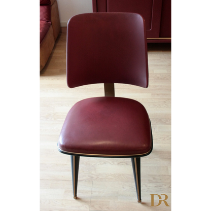 Sedia in similpelle bordeaux umberto mascagni del Set Studio Umberto 1950 Italia
