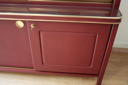 Scrivania Set Studio Umberto Mascagni con similpelle Bordeaux e dettagli in oro