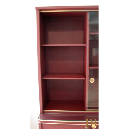 Libreria in similpelle bordeaux di Umberto Mascagni, parte del Set Studio Umberto Italia 1950