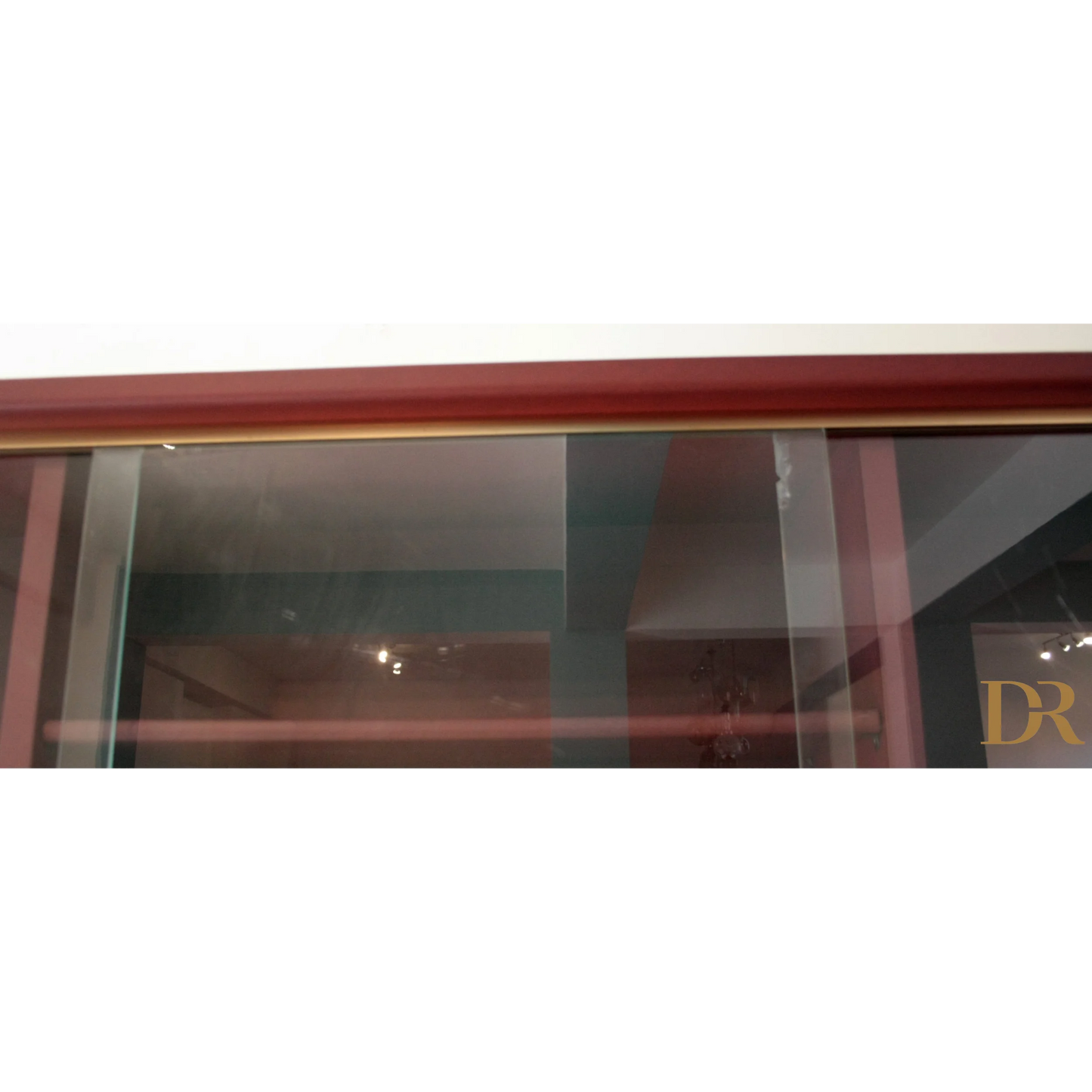 Sliding glass cabinet doors of Set Studio Umberto Mascagni Italia 1950 in similpelle Bordeaux