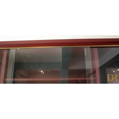 Sliding glass cabinet doors of Set Studio Umberto Mascagni Italia 1950 in similpelle Bordeaux