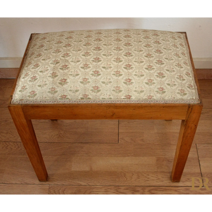 Sgabello-panca vintage in noce massello, esemplare raffinato risalente agli anni 50-60