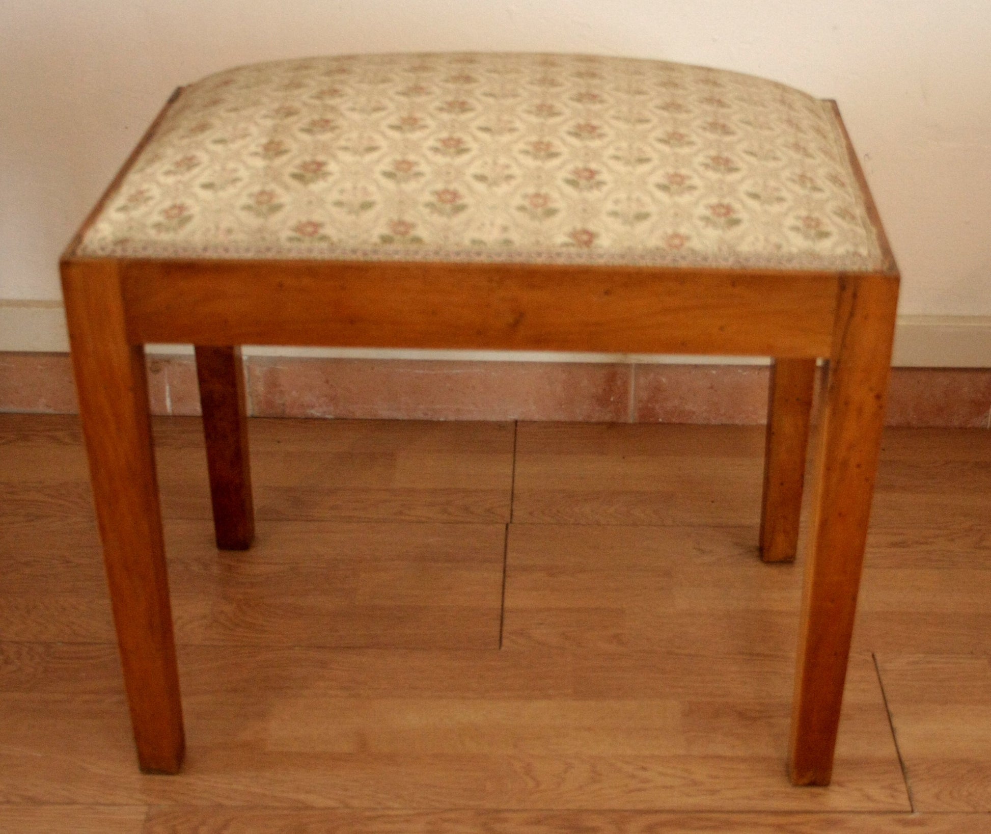 Sgabello-panca vintage in noce massello, raffinato esemplare risalente anni 50-60