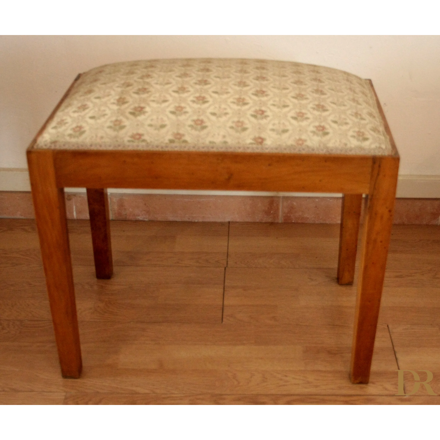 Sgabello-panca vintage in noce massello, raffinato esemplare risalente anni 50-60