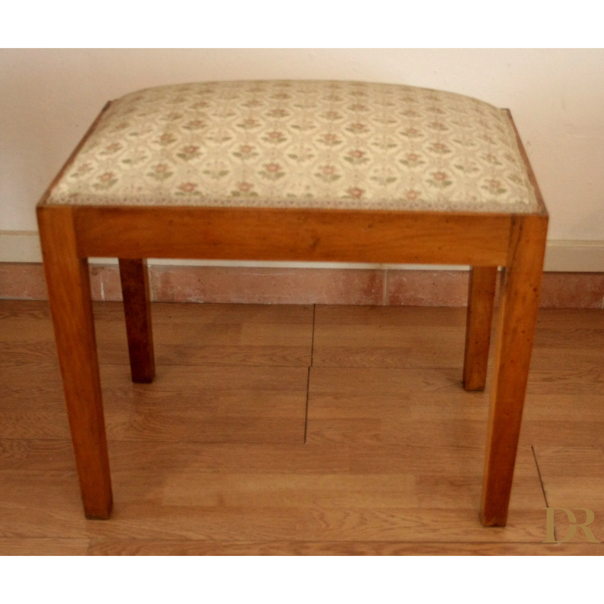 Sgabello-panca vintage in noce massello, raffinato esemplare risalente anni 50-60