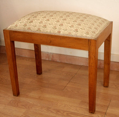 Sgabello-panca vintage in noce massello, esemplare raffinato risalente agli anni 50-60