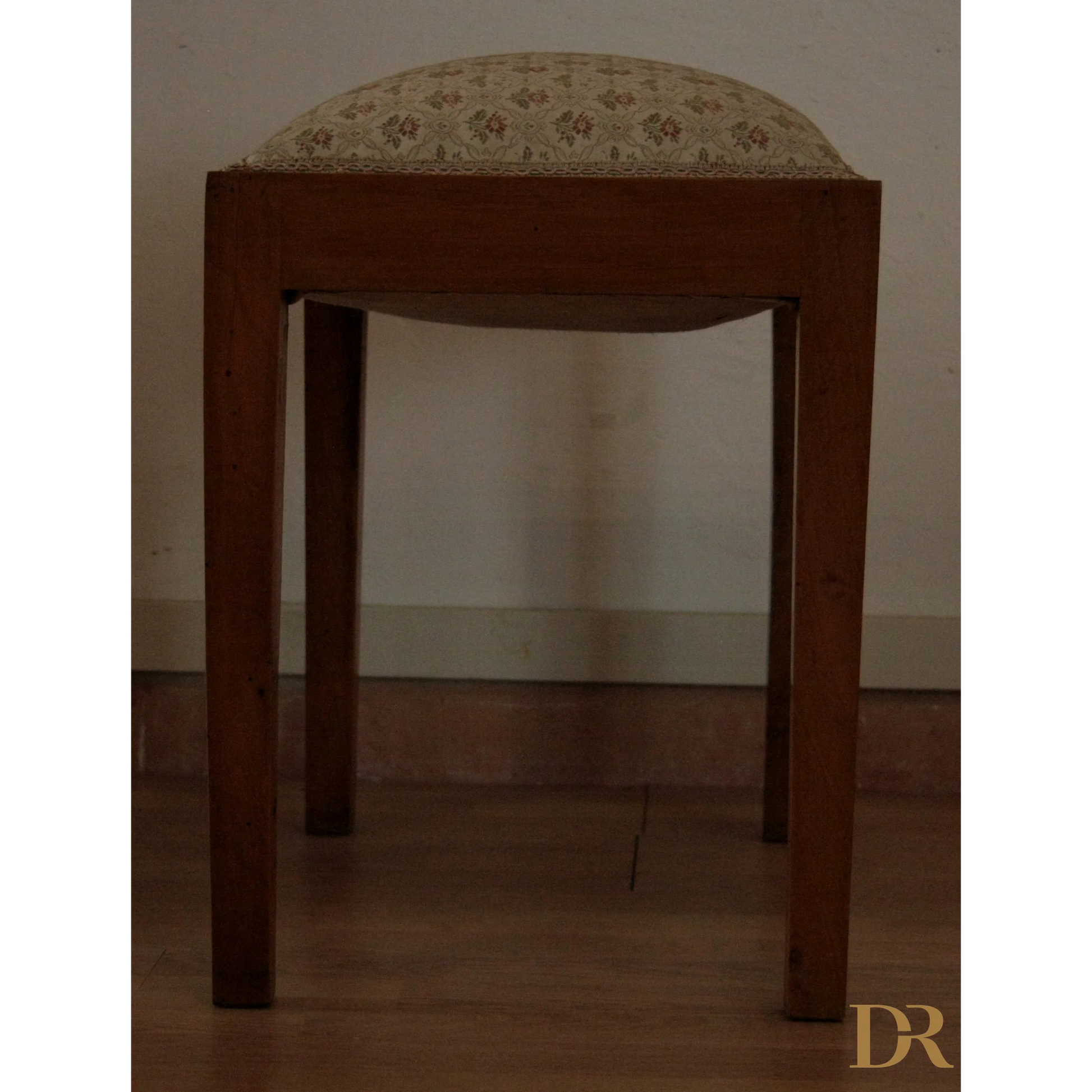 Sgabello-panca vintage in noce massello, esemplare raffinato risalente agli anni 50-60