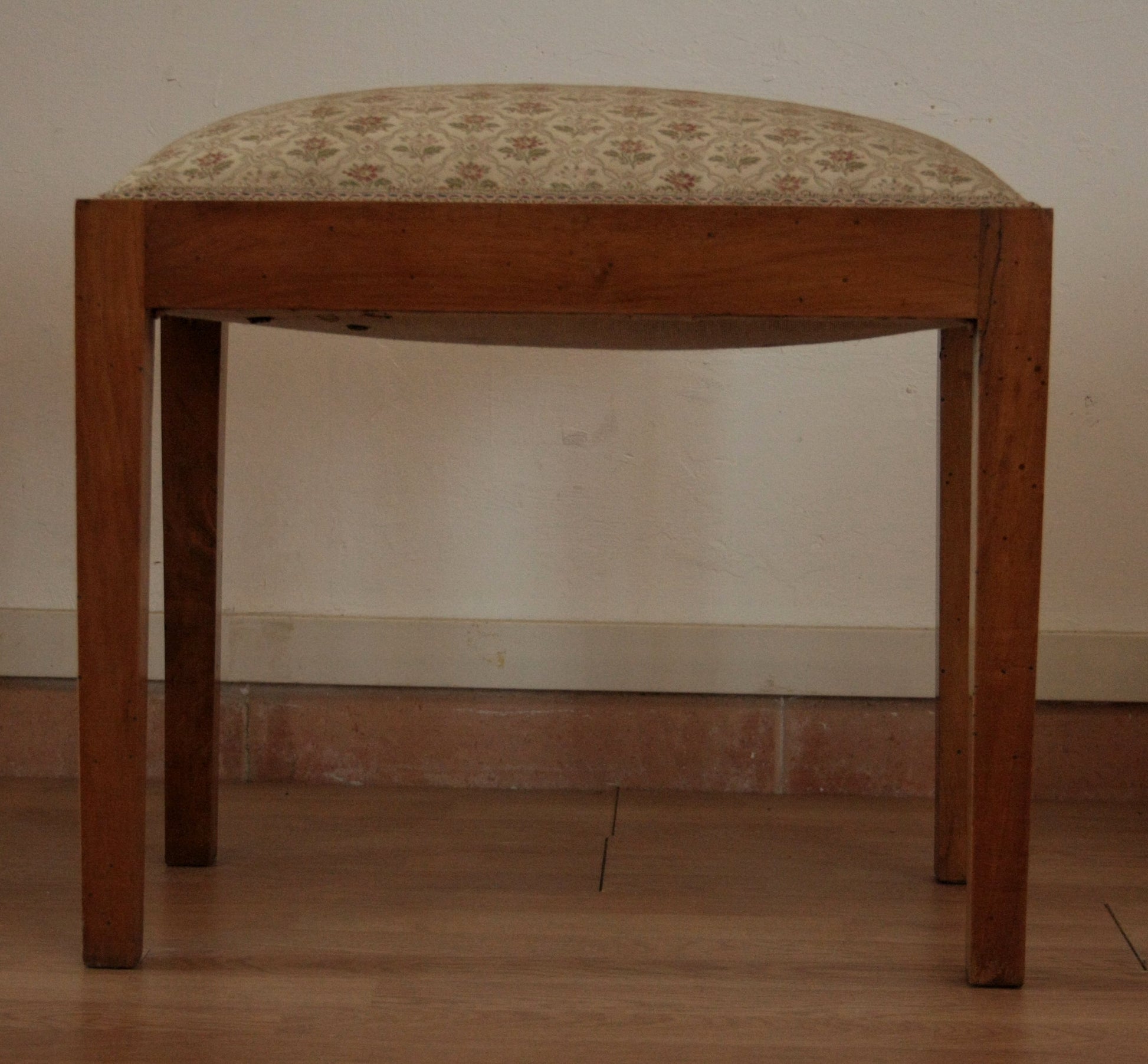 Sgabello-panca vintage in noce massello, raffinato esemplare risalente anni 50-60