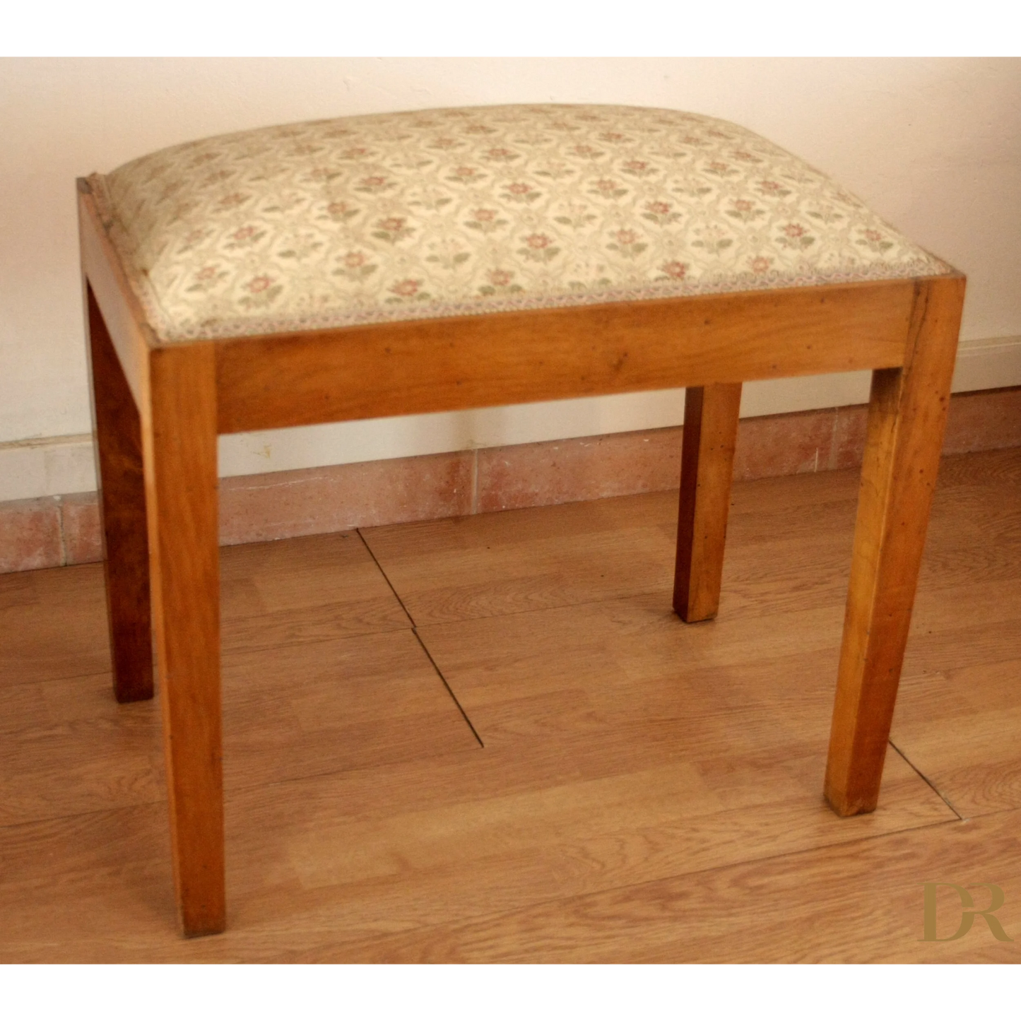 Sgabello-panca vintage in noce massello, esemplare raffinato risalente agli anni 50-60