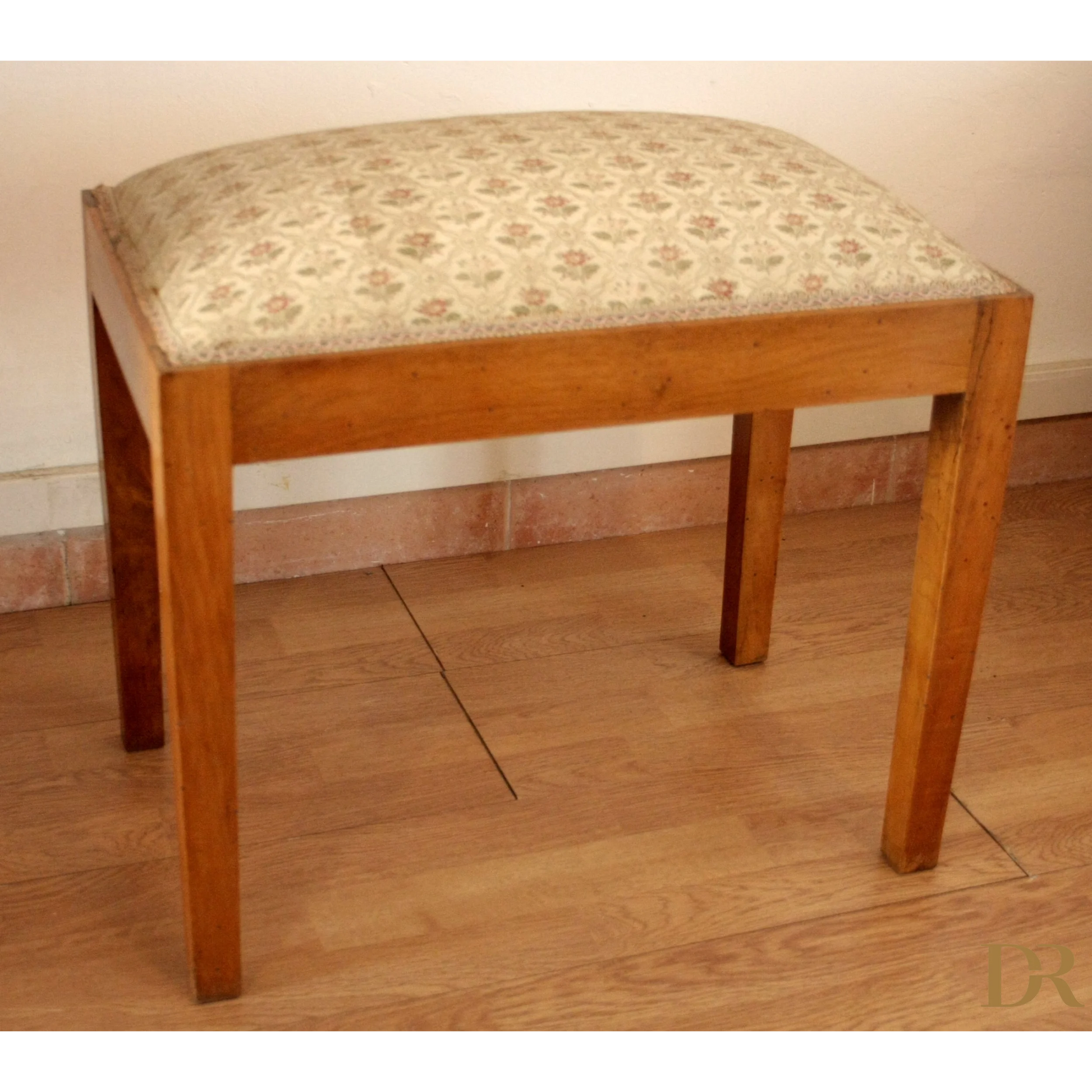 Sgabello-panca vintage in noce massello, esemplare raffinato risalente agli anni 50-60