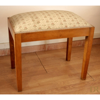 Sgabello-panca vintage in noce massello, esemplare raffinato risalente agli anni 50-60