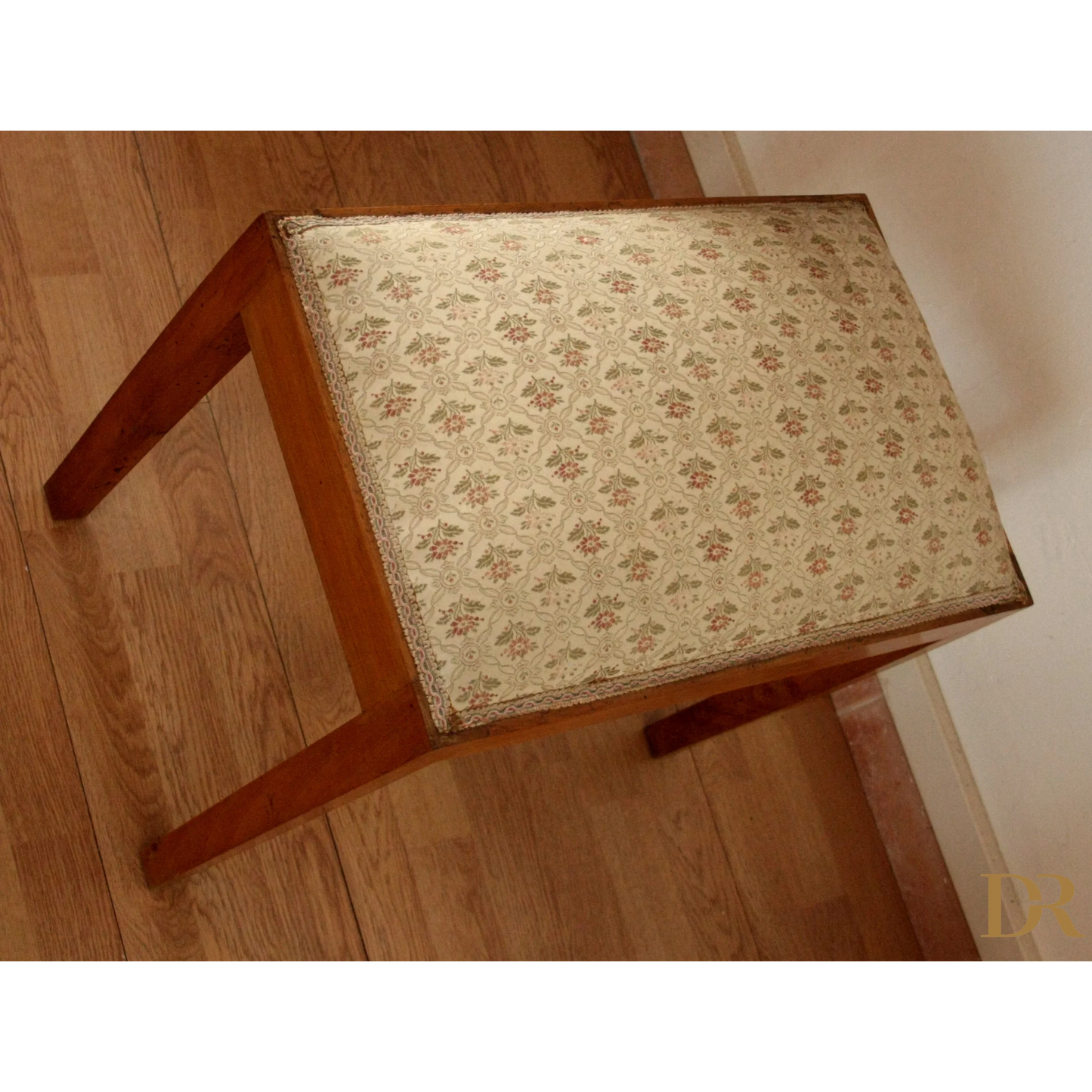 Sgabello-panca vintage in noce massello, esemplare raffinato risalente agli anni 50-60