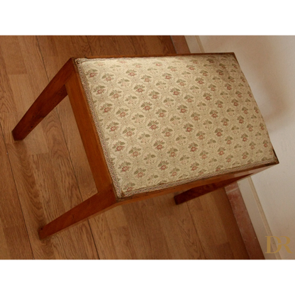 Sgabello-panca vintage in noce massello, esemplare raffinato risalente agli anni 50-60
