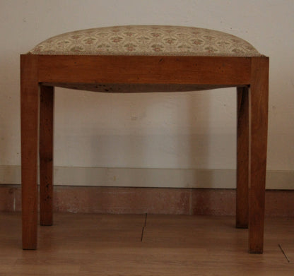 Sgabello-panca vintage in noce massello, esemplare raffinato risalente agli anni 50-60