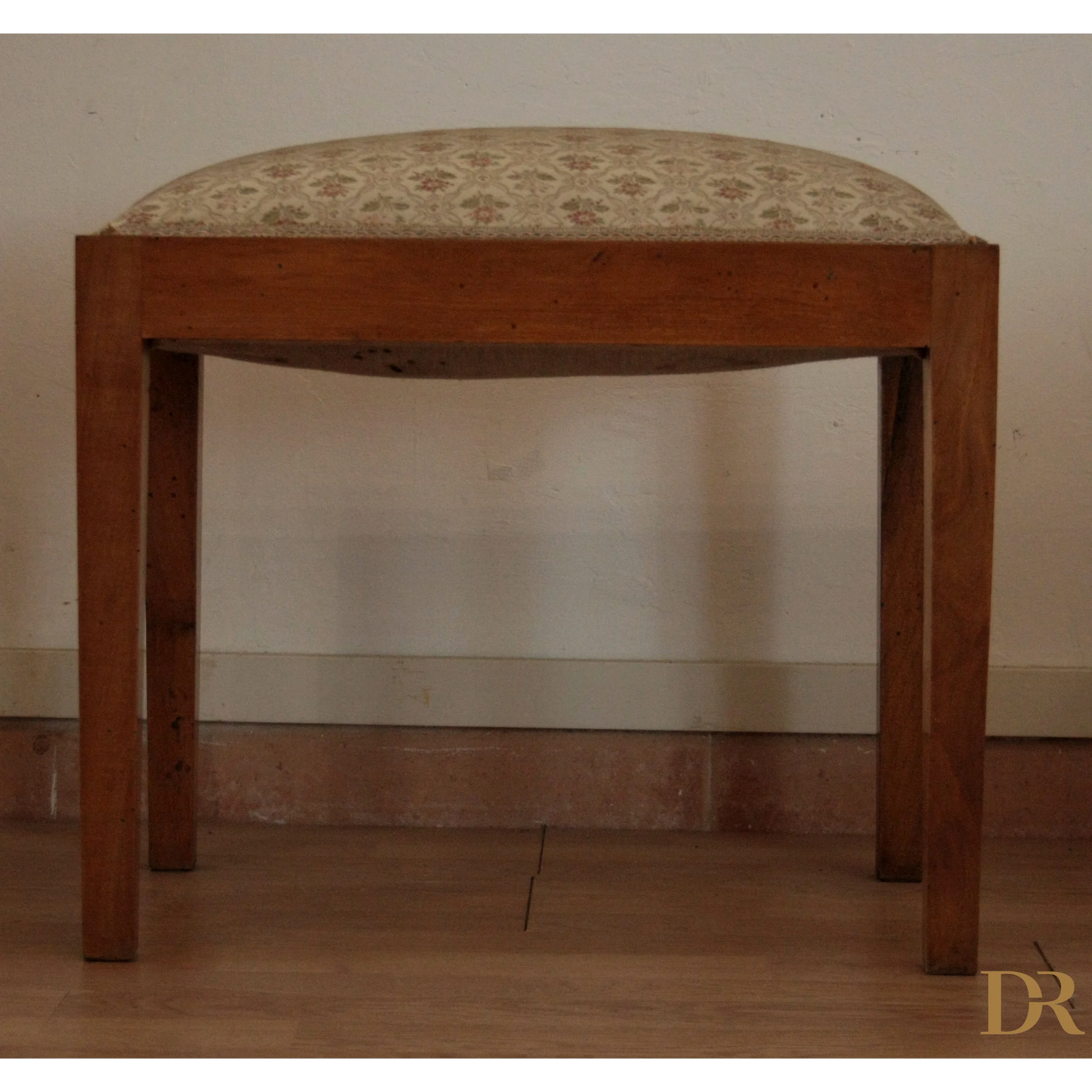 Sgabello-panca vintage in noce massello, esemplare raffinato risalente agli anni 50-60