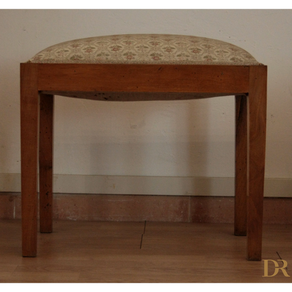 Sgabello-panca vintage in noce massello, esemplare raffinato risalente agli anni 50-60