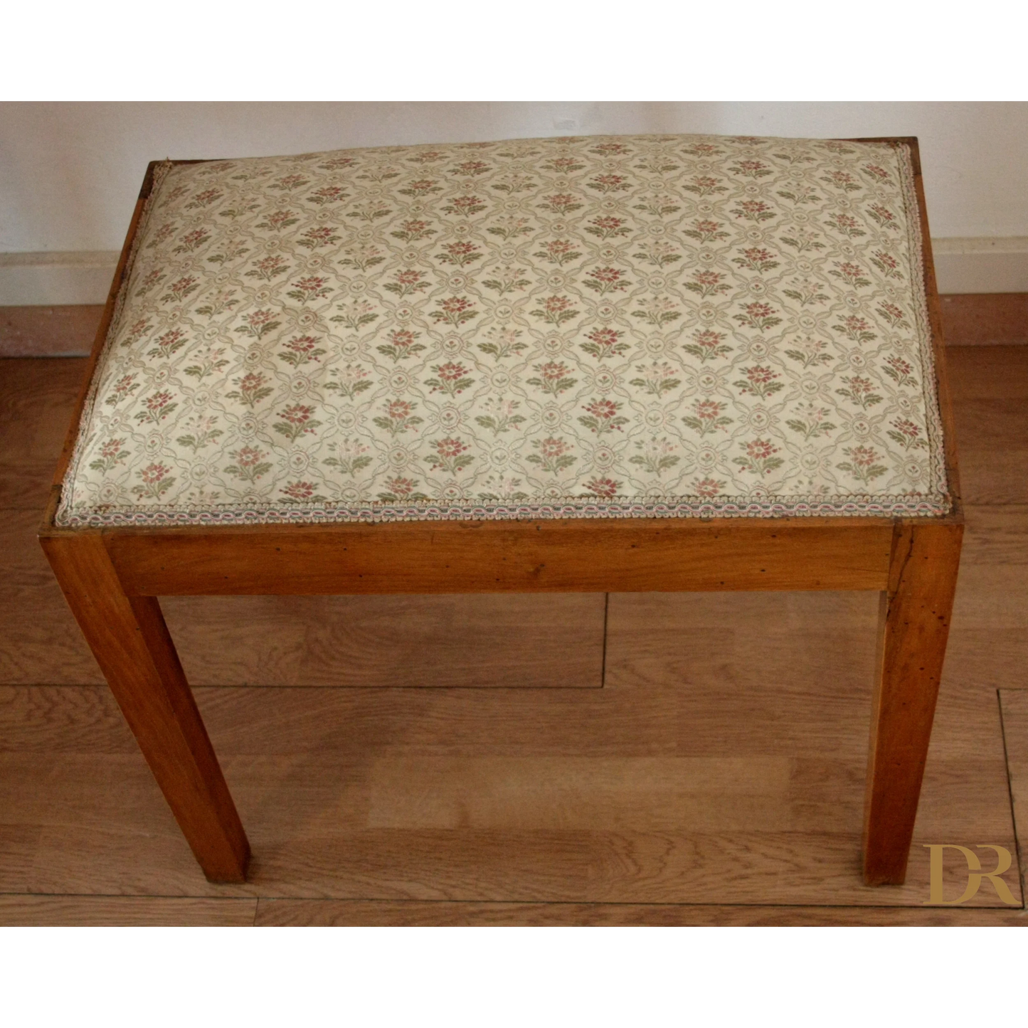 Sgabello-panca vintage in noce massello, esemplare raffinato risalente agli anni 50-60