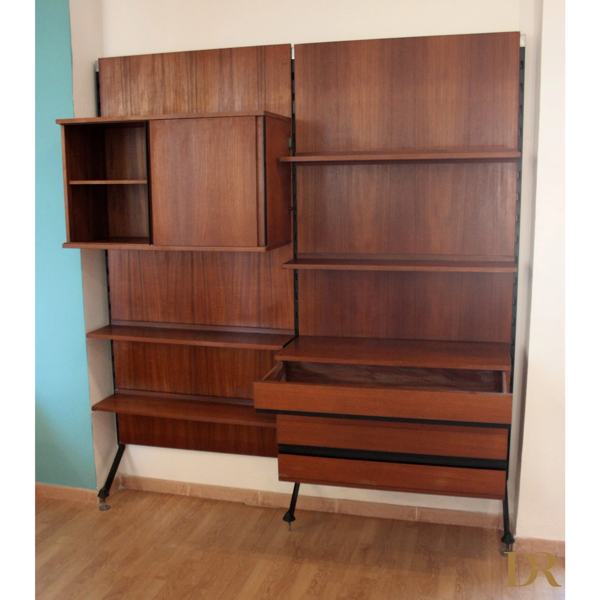 Mensola modulare Uro di Luisa Parisi per Parete Modulare Urio, libreria legno anni 60