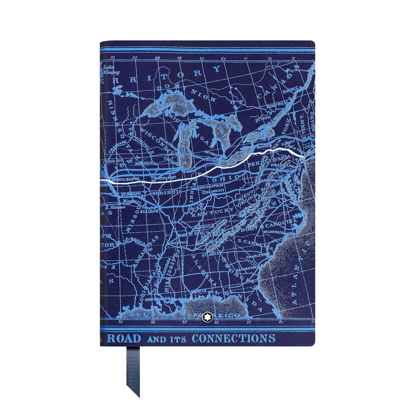 Montblanc blocco note days blu con mappa vintage degli stati uniti e linee celesti blocnote around the world