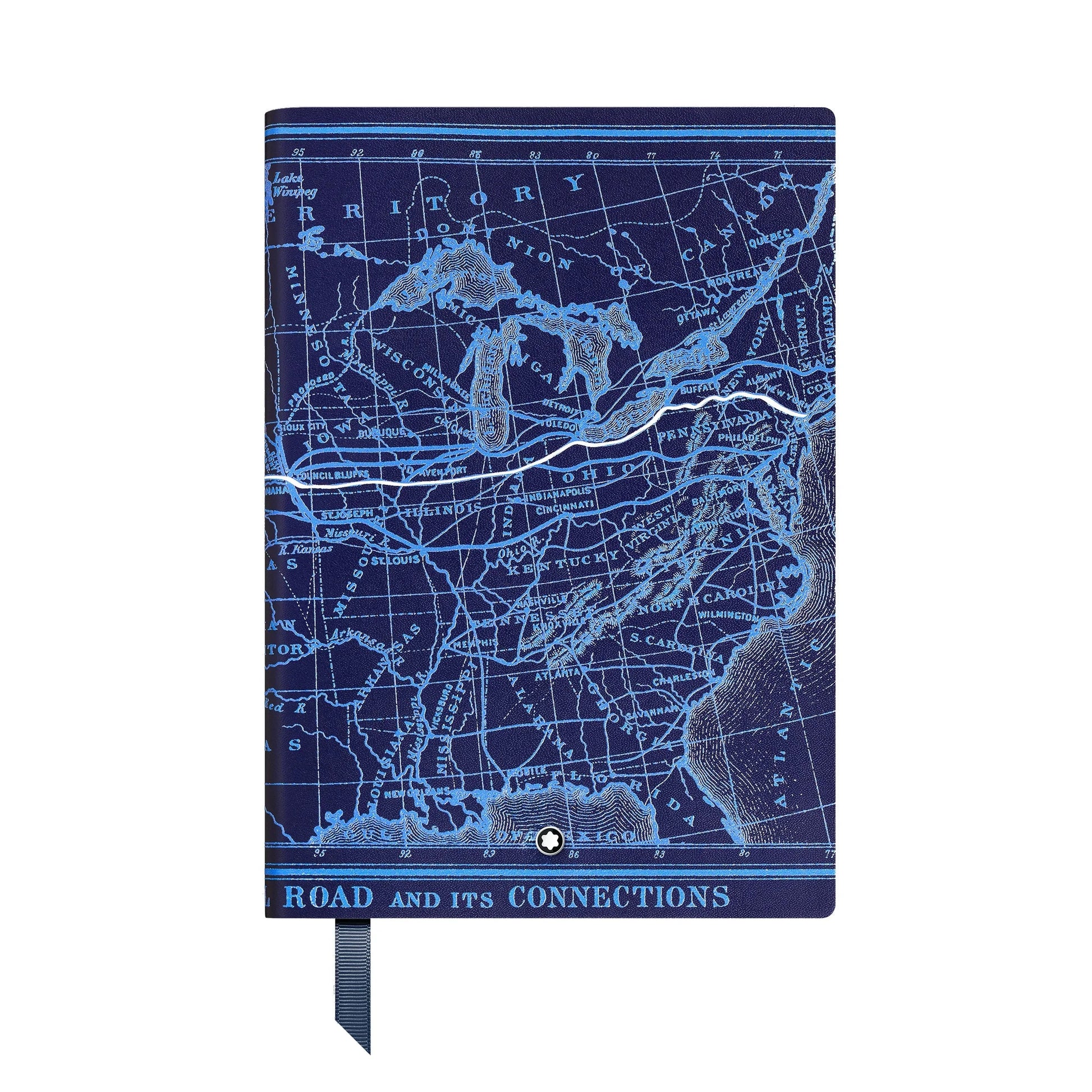 Montblanc blocco note days blu con mappa vintage degli stati uniti e linee celesti blocnote around the world