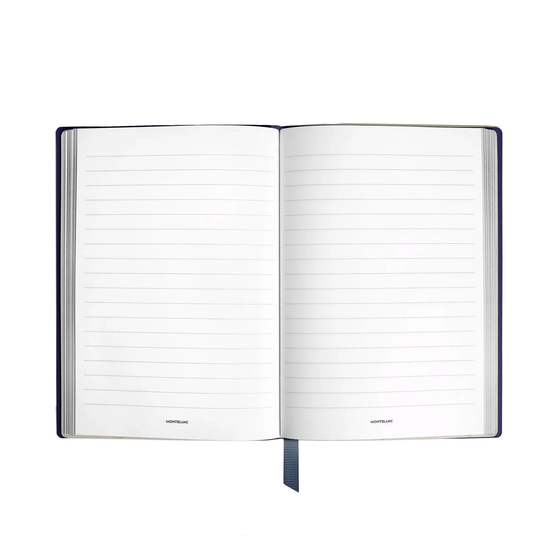 Montblanc blocco note days blu in pelle navy con pagine a righe e segnalibro per blocnote around the world