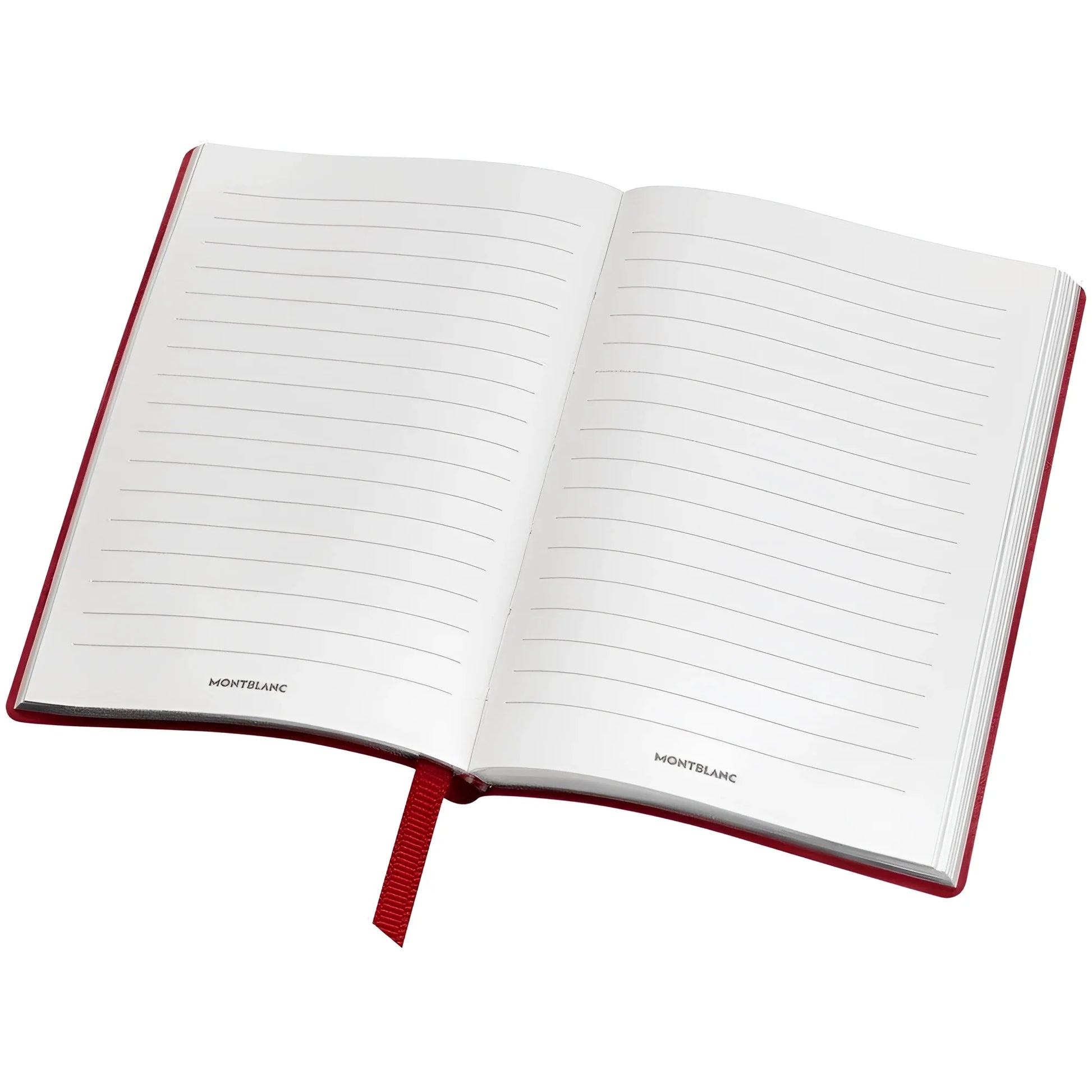 Notebook montblanc blocco note 148 a righe rosso in pelle con righe colore carta e logo montblanc impresso