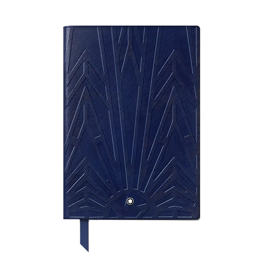 Blocco note montblanc blue in pelle con motivo geometrico e logo argento dalla collezione the origin collection