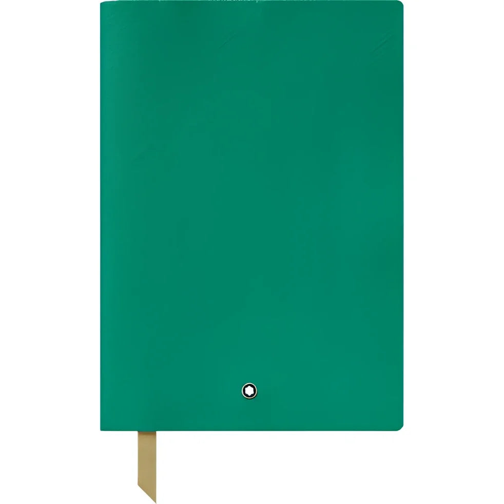 Montblanc blocco note notebook 146 a righe emerald green in pelle testurizzata con segnalibro oro e logo Montblanc
