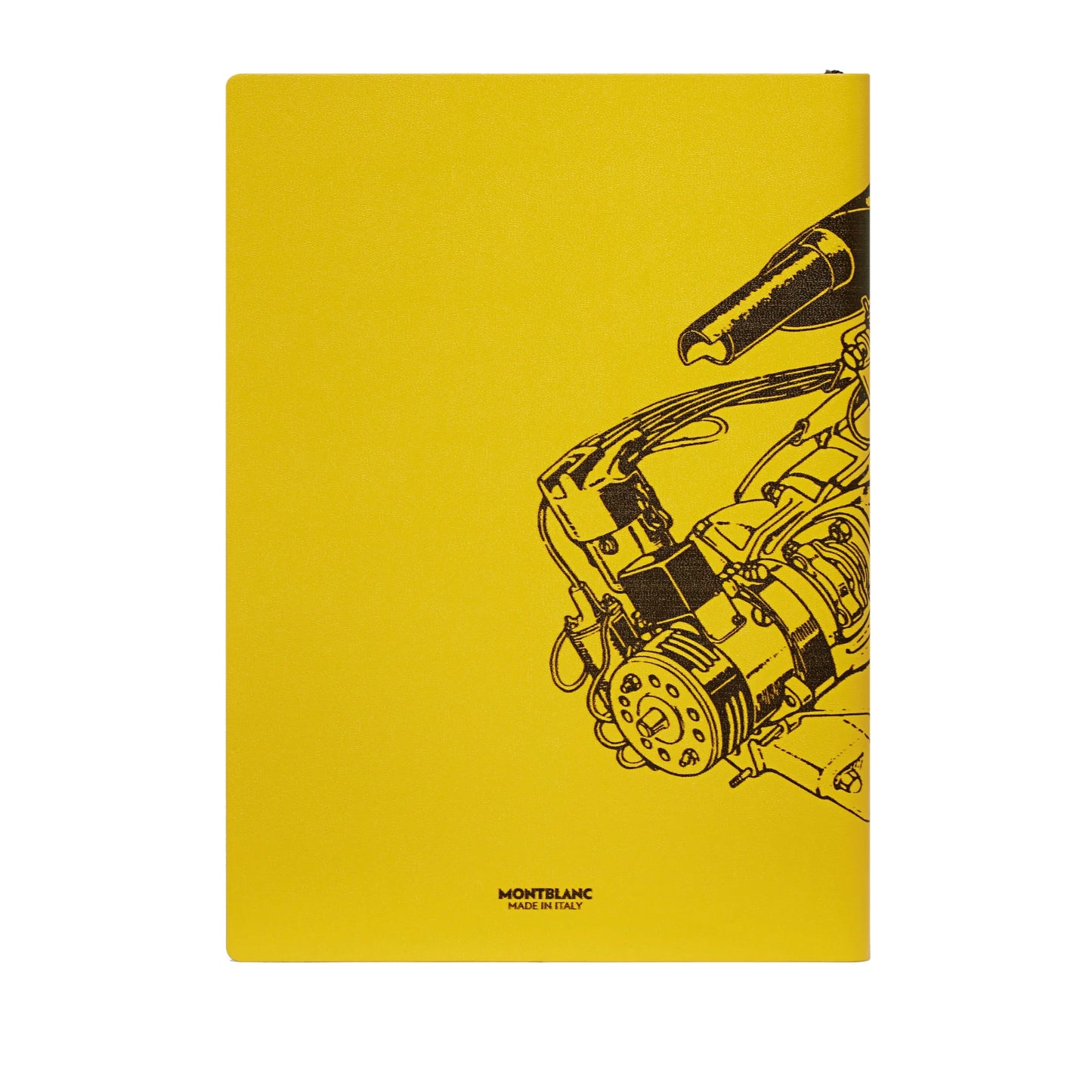 Montblanc blocco note giallo con illustrazione in linea nera motore edizione speciale montblanc great characters enzo ferrari