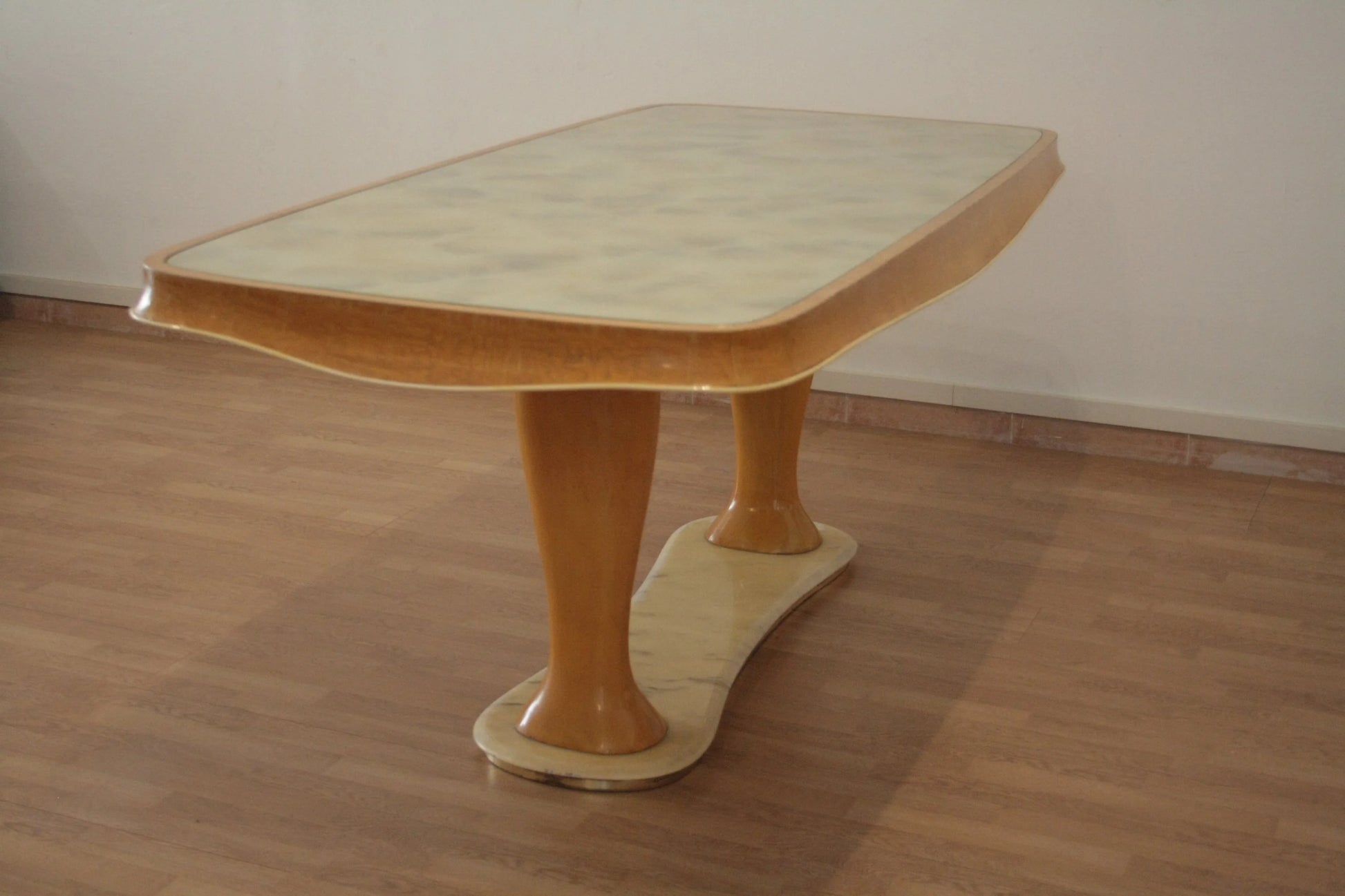 Tavolo da pranzo mid-century moderno vittorio dassi anni 50 rettangolare chiaro in legno per pranzo elegante