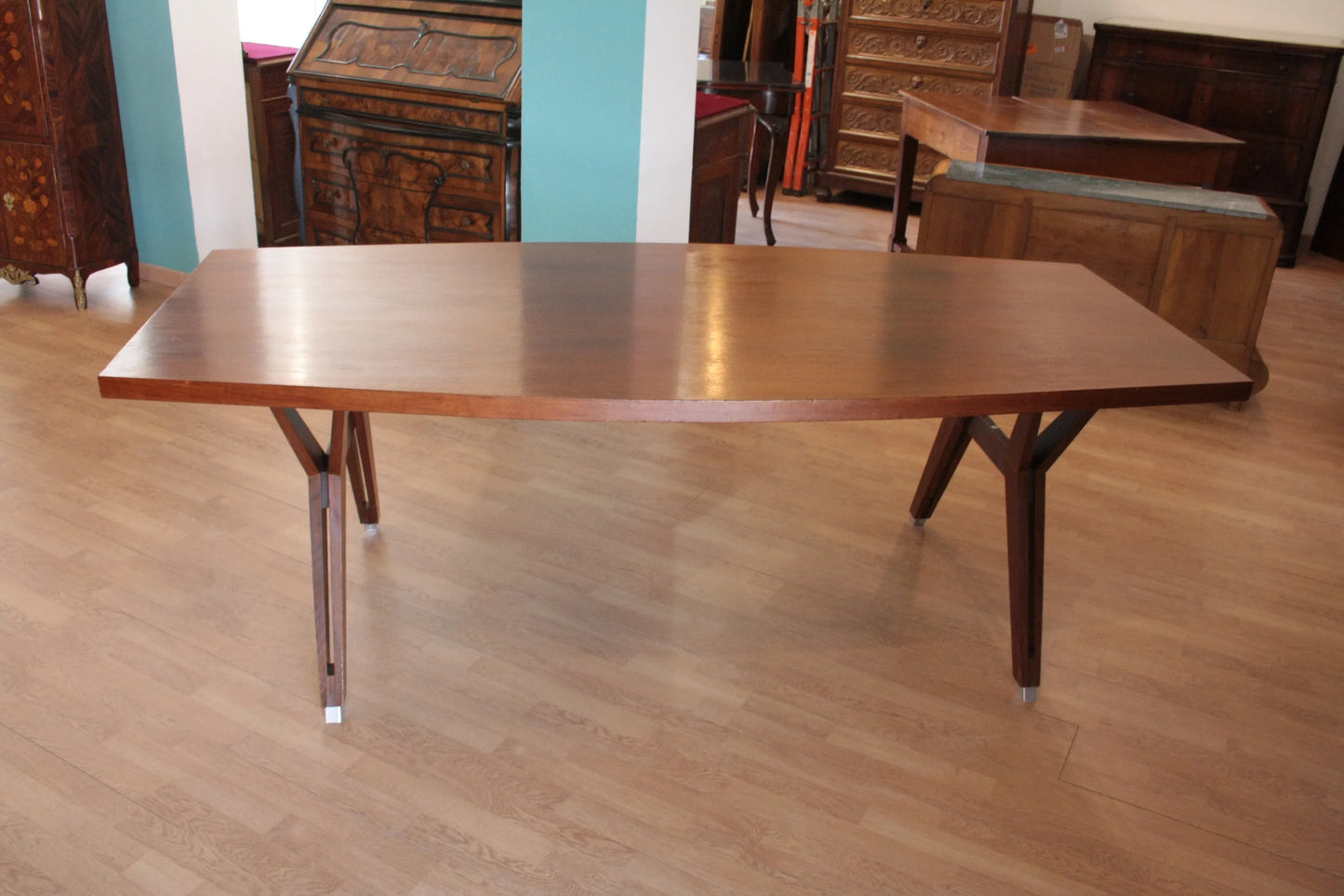 Tavolo tolomeo di ico parisi scrivania direzionale modello in legno rettangolare colore naturale italia 1958
