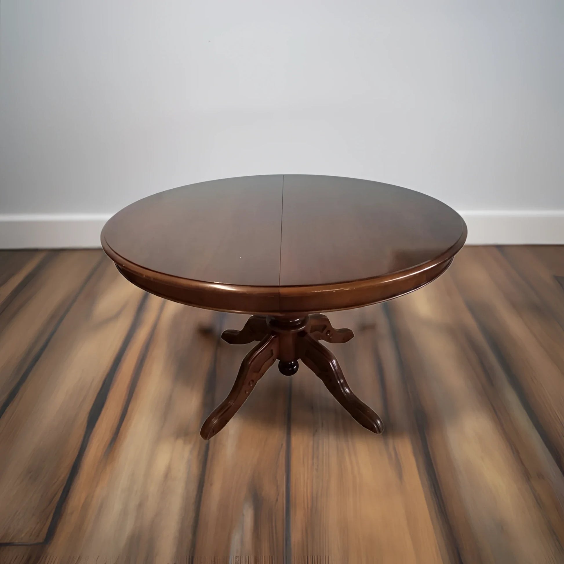 Tavolo tondo allungabile stile luigi filippo in legno vintage anni 1970 per arredare la casa con eleganza