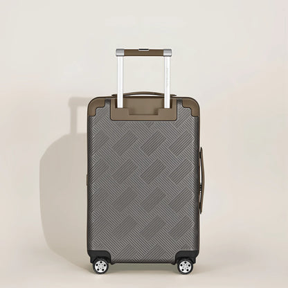 Montblanc trolley da cabina compatto olive verde con motivo geometrico e manico telescopico argento per la prossima avventura