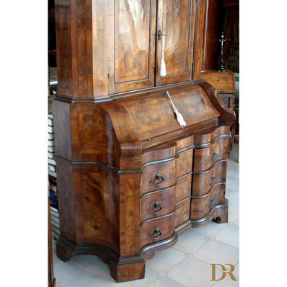 Scrivania antica vintage Trumeau italiano lombardo in noce per casa e design