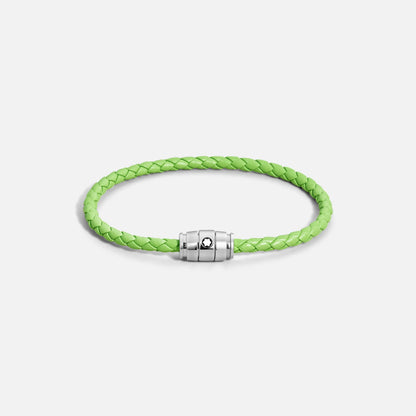 Montblanc Meisterstück Lime 3-Ring Steel and Leather Bracelet Size L 13429268