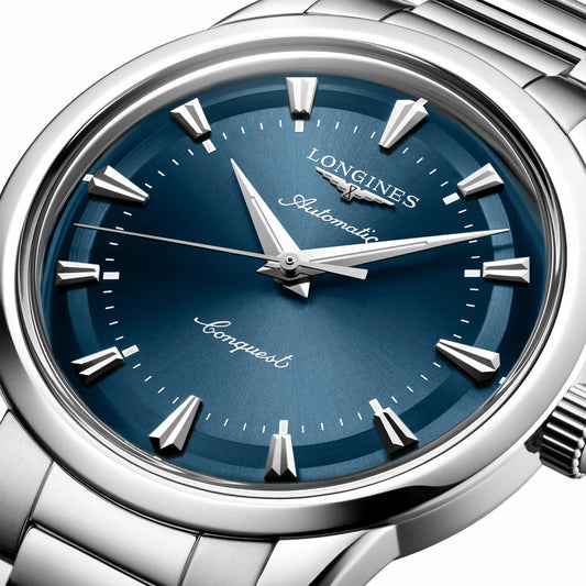 Longines orologio Conquest Heritage 38mm blu automatico acciaio L1.649.4.92.6