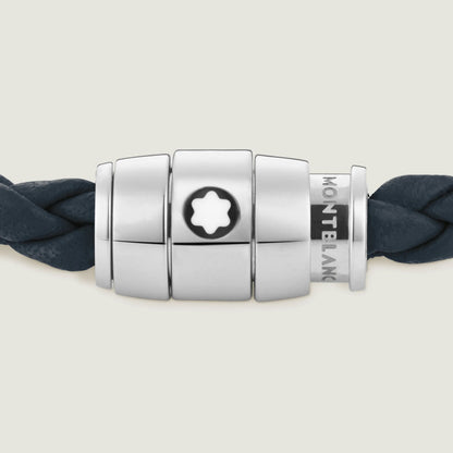 Montblanc Meisterstück 蓝色航空皮革三环不锈钢手链，L码 13601468