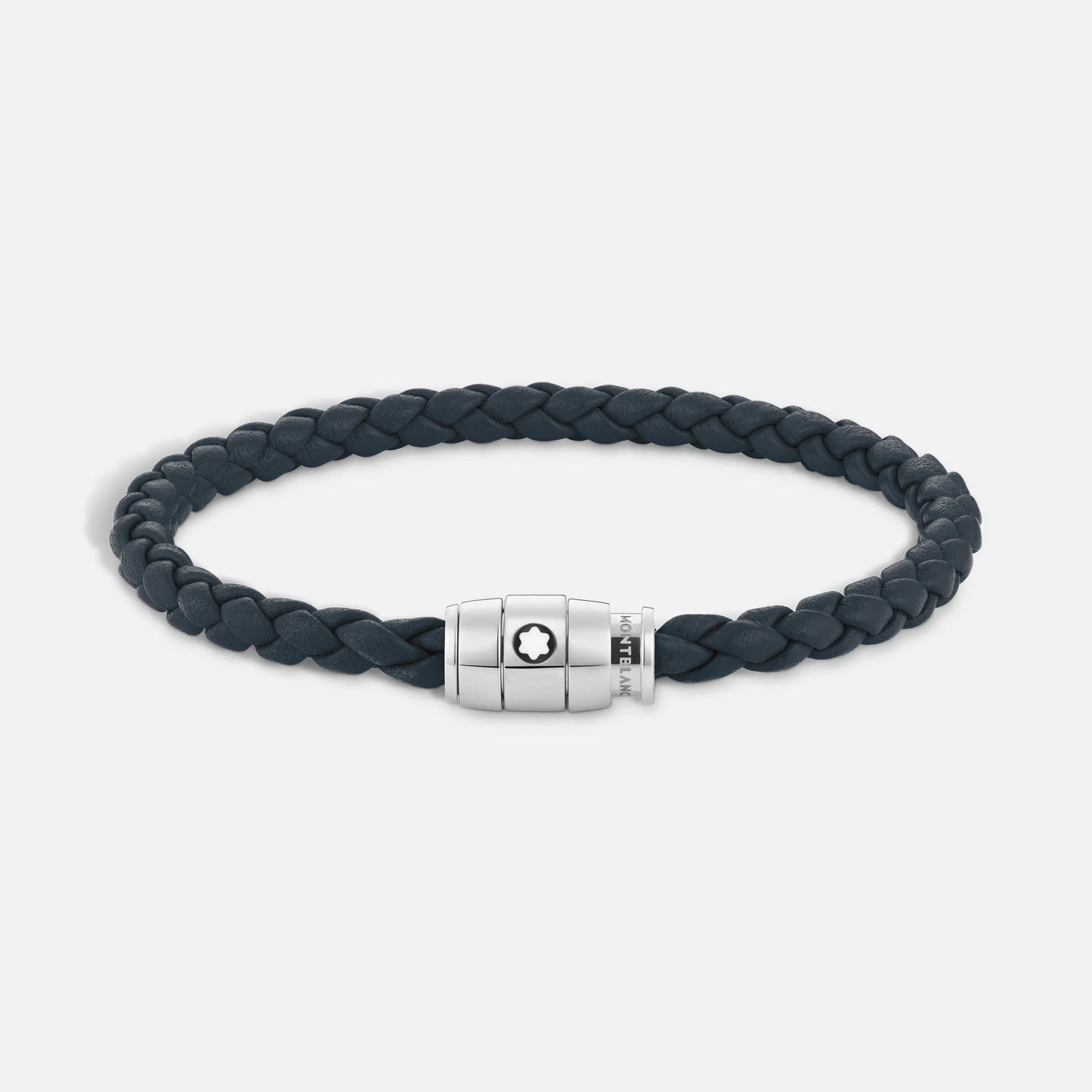 Montblanc Meisterstück 蓝色航空皮革三环不锈钢手链，L码 13601468