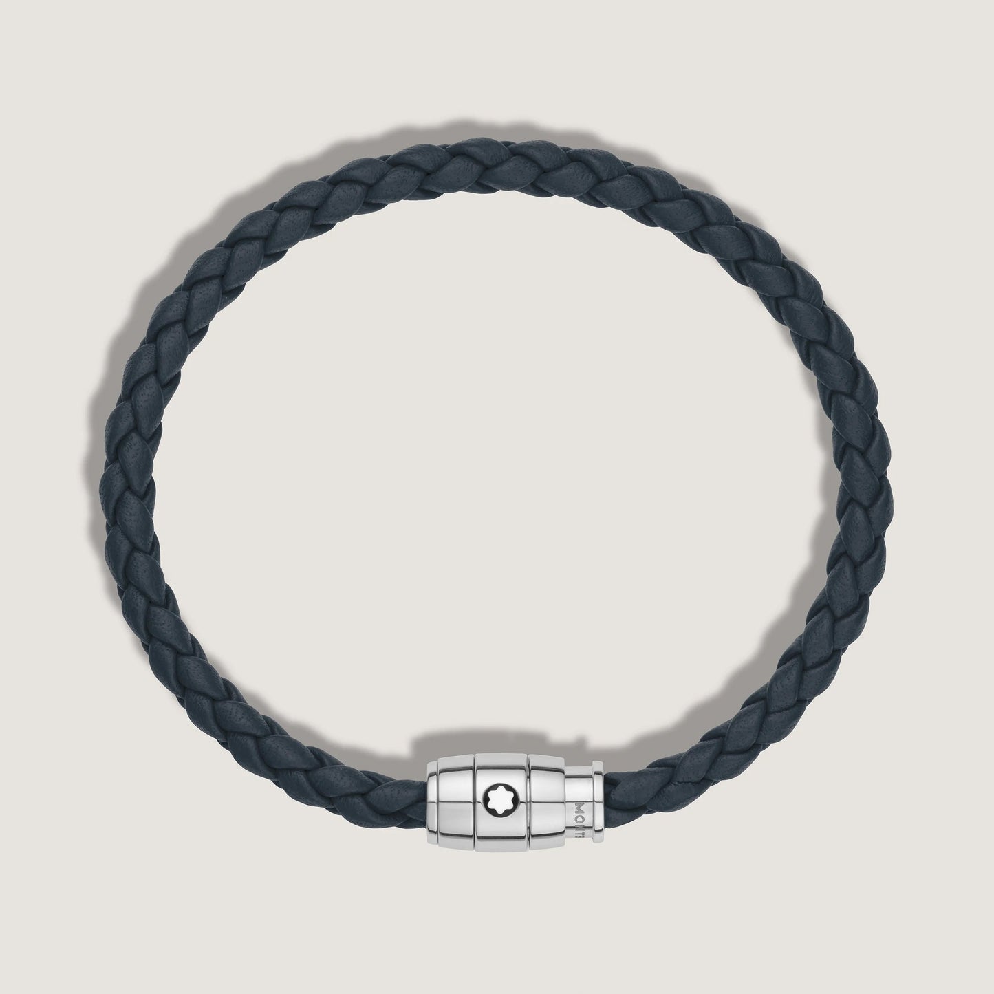 Montblanc Meisterstück 蓝色航空皮革三环不锈钢手链，L码 13601468