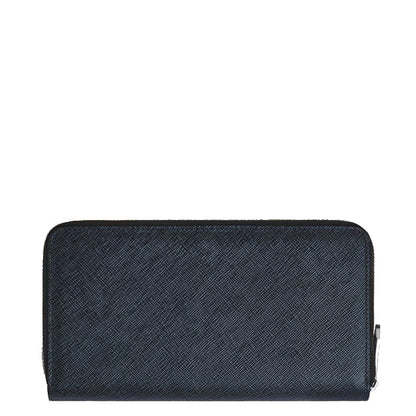 Montblanc portafoglio 12 scomparti con cerniera Sartorial tweed blu 220365